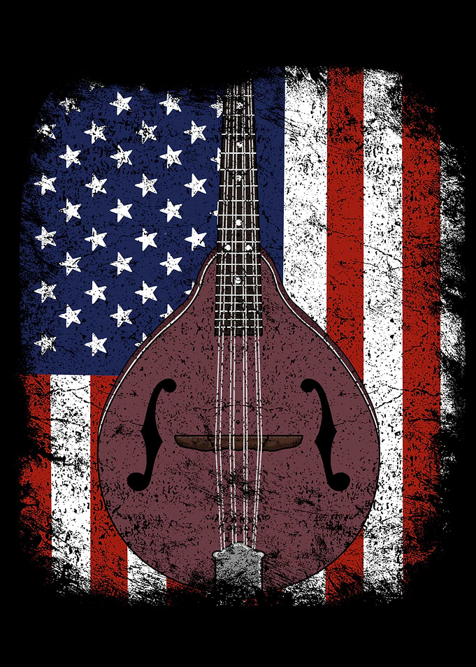 Retro Mandolin USA Flag