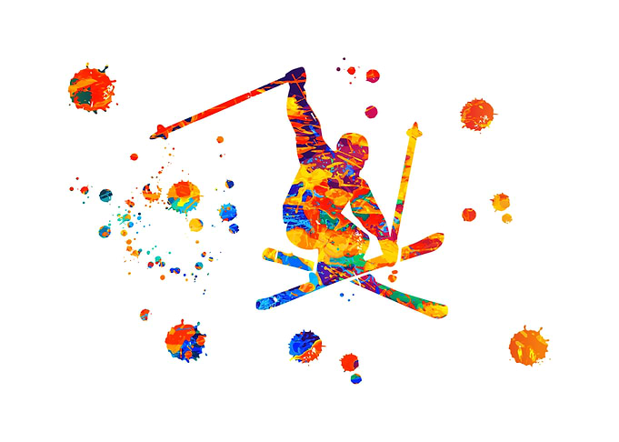 Watercolors Freeride Skier