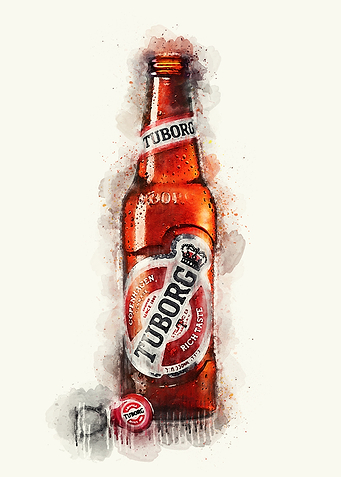 Watercolor Tuborg Beer