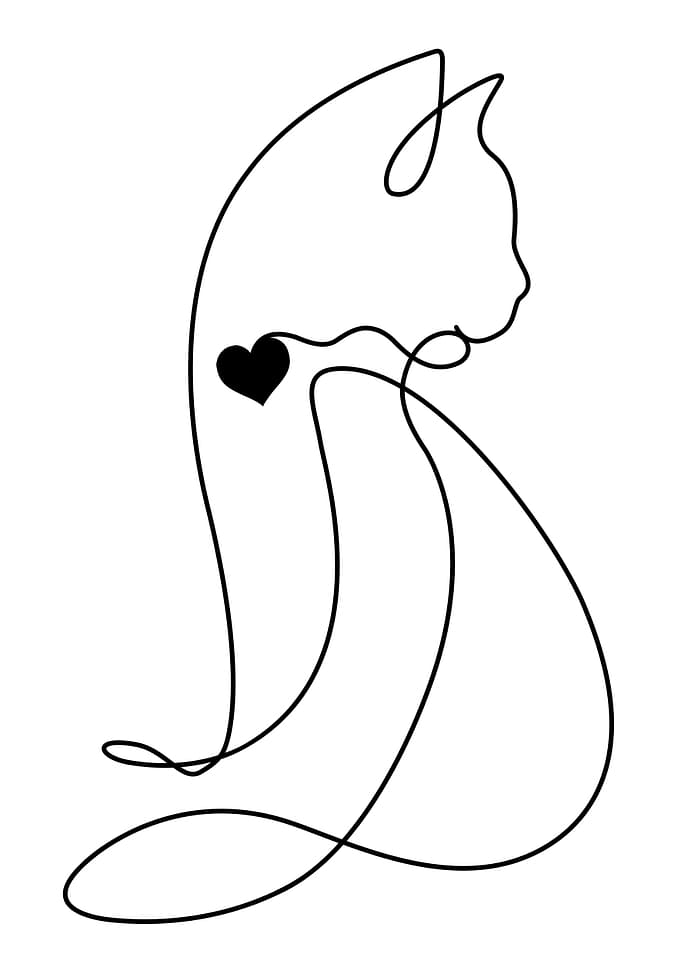 Minimalist Cat Cute Love