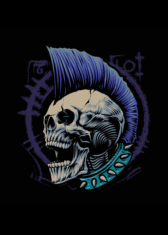 Scream punk skull head