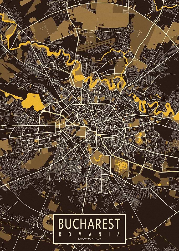 Bucharest City Map Pastel