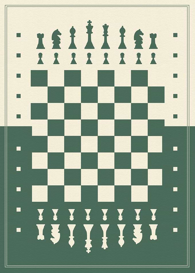 Poster chess board green