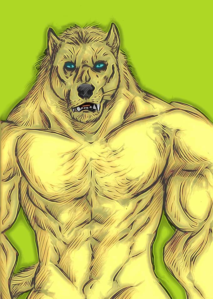 Imposing blond werebeast