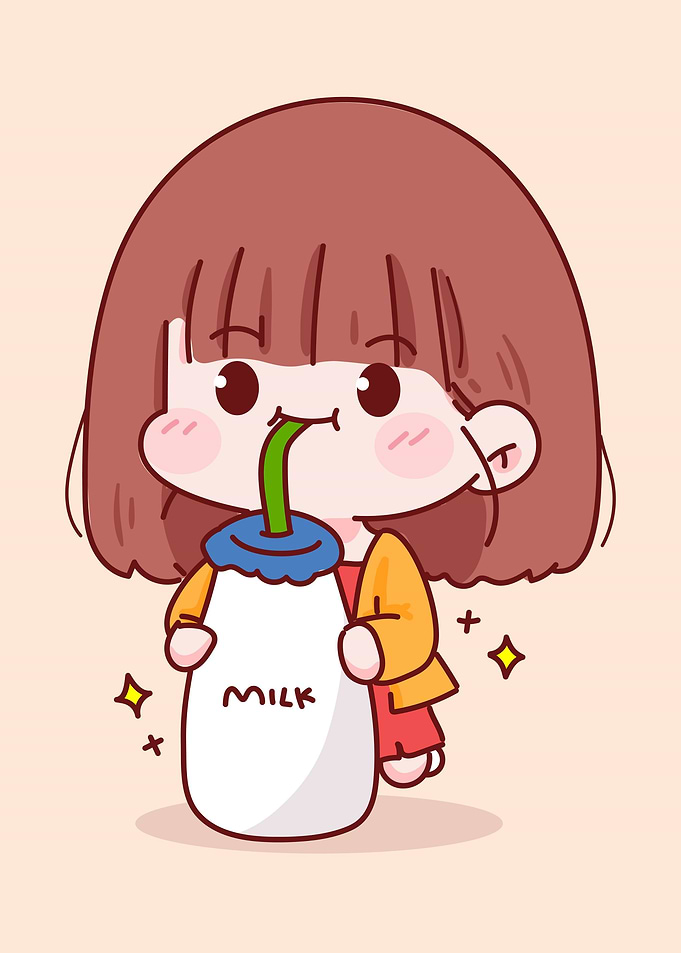 Cute Girl Drinking Milk