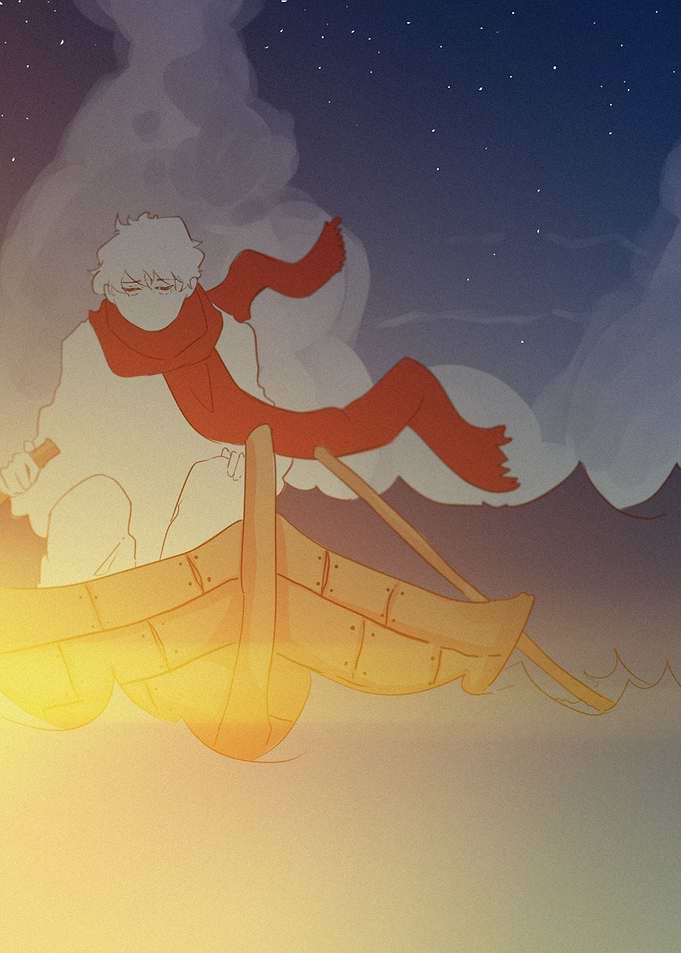 a man in the midle of sea