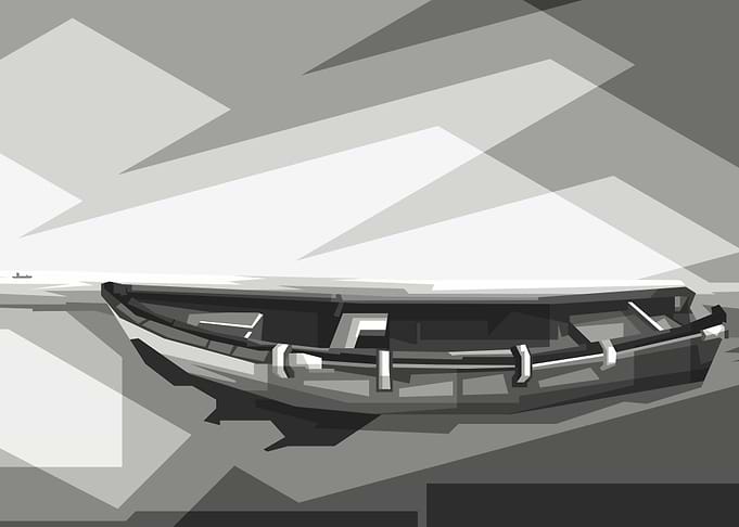 fishing boat Grayscale