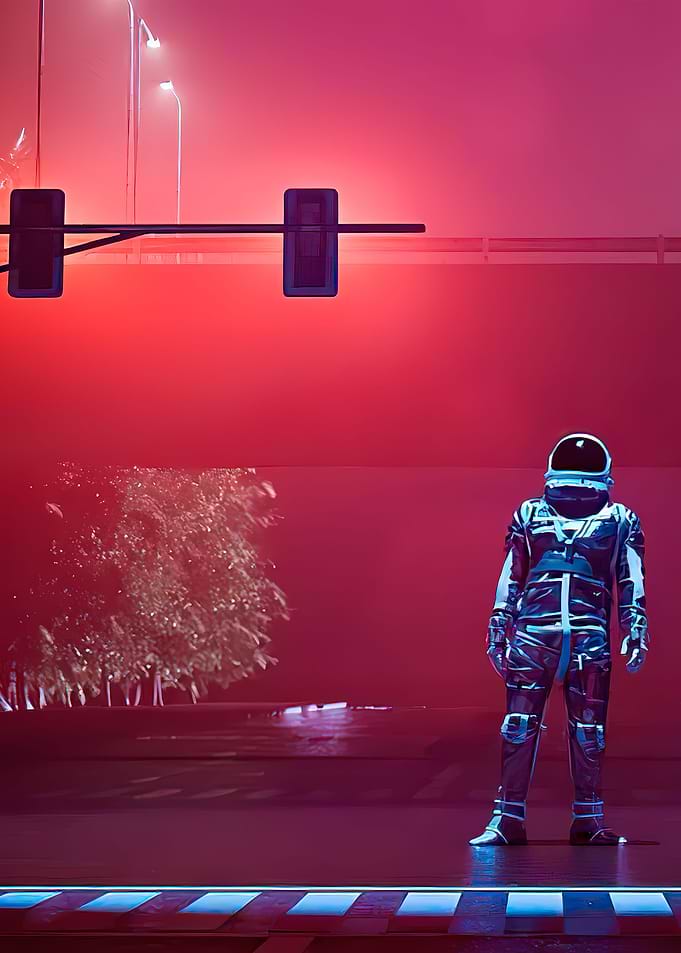 Astronaut At Traffic Light