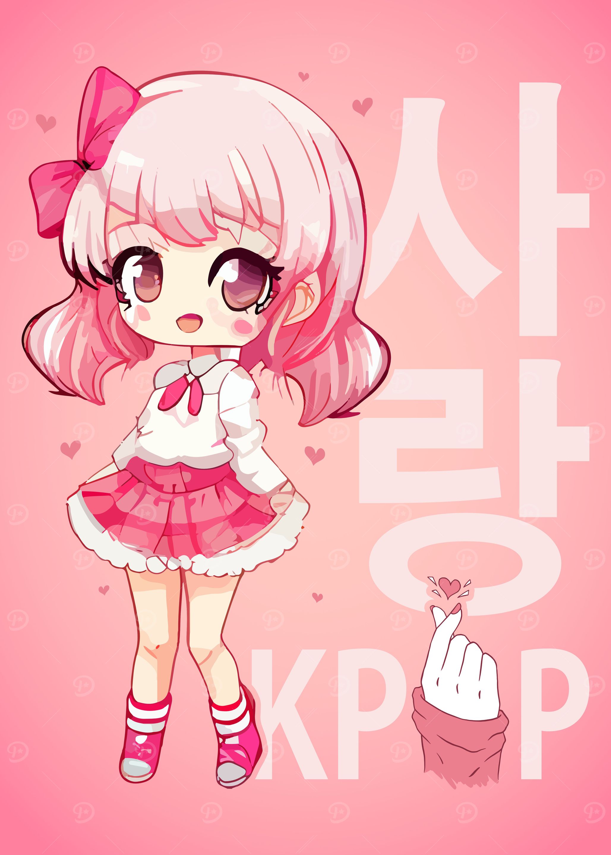 Cute Pink Kpop Anime Girl