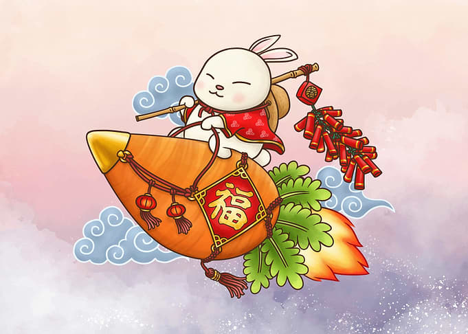 Fat Rabbit Flying Carrot