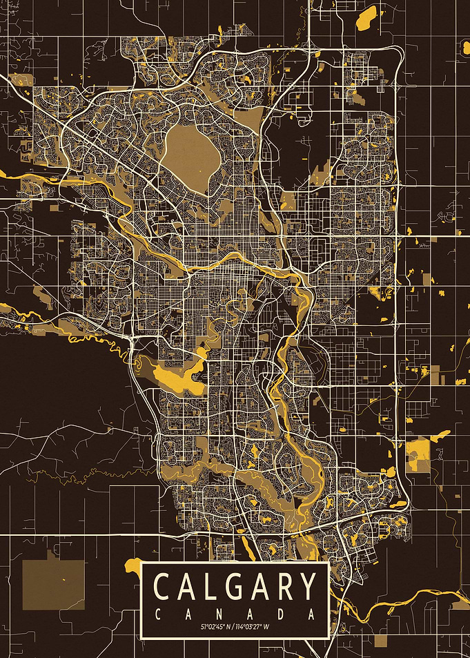 Calgary City Map Pastel