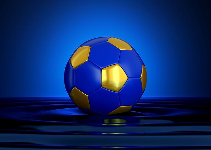 Blue Golden Soccer Ball