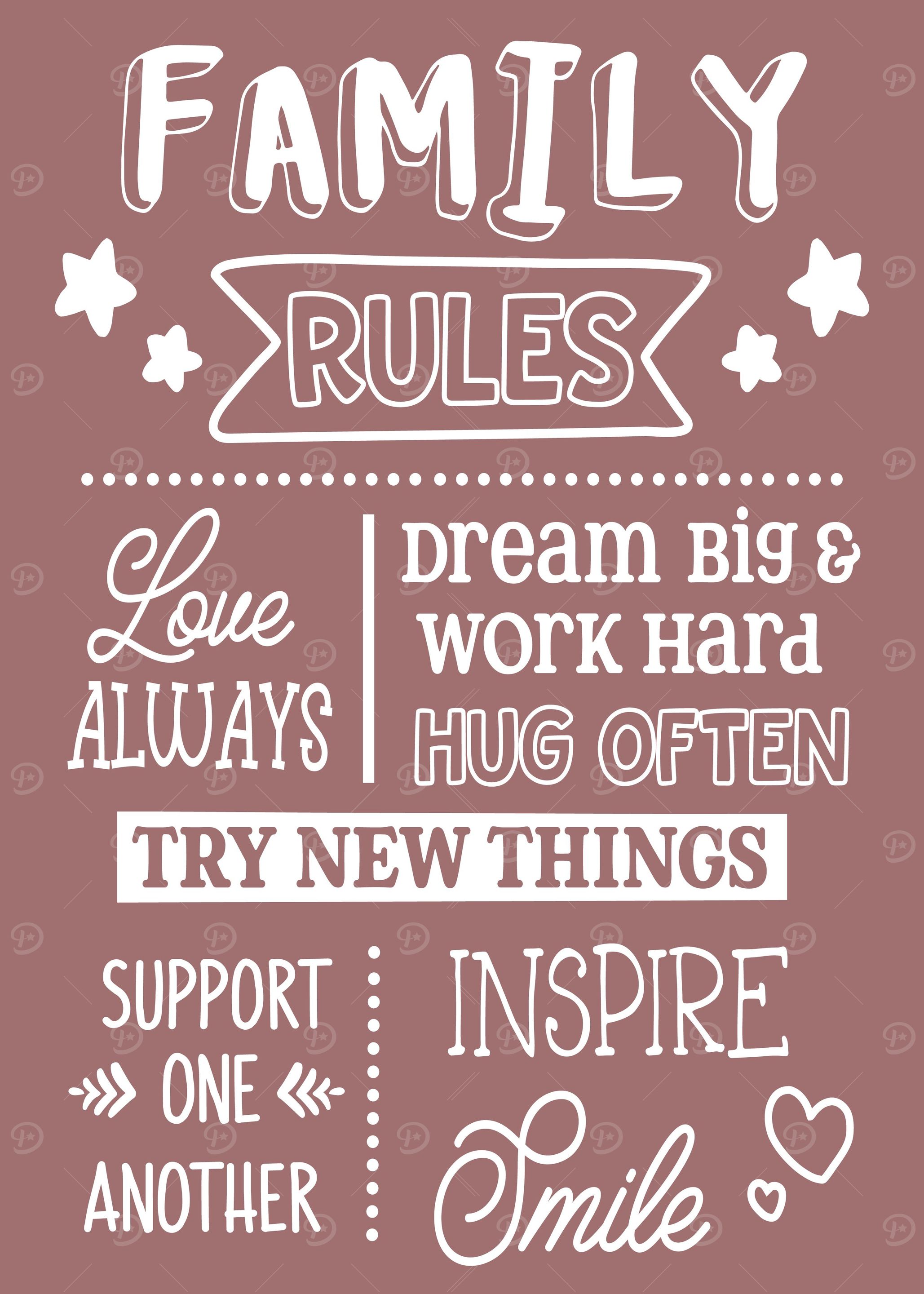 Family Rules Pastel White