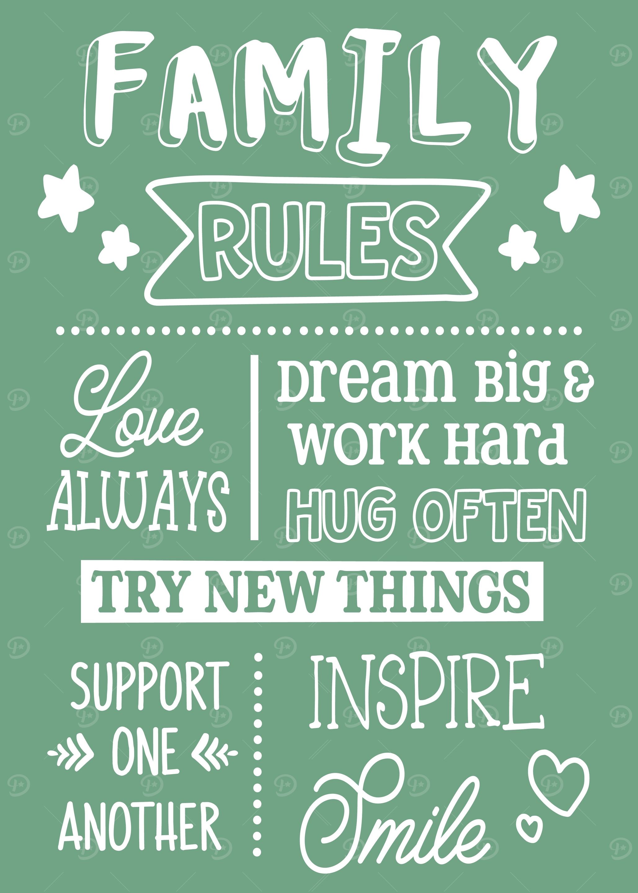 Family Rules Green White