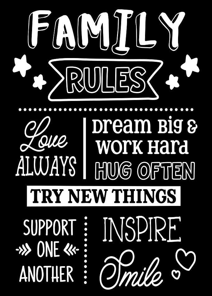 Family Rules Black White