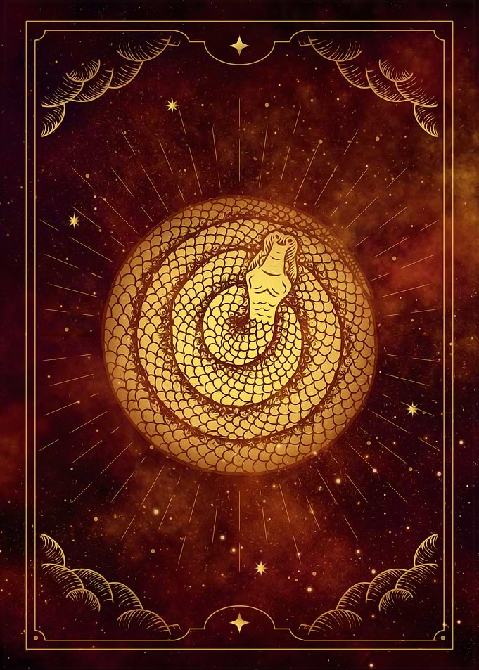 Snake circle in tarot card