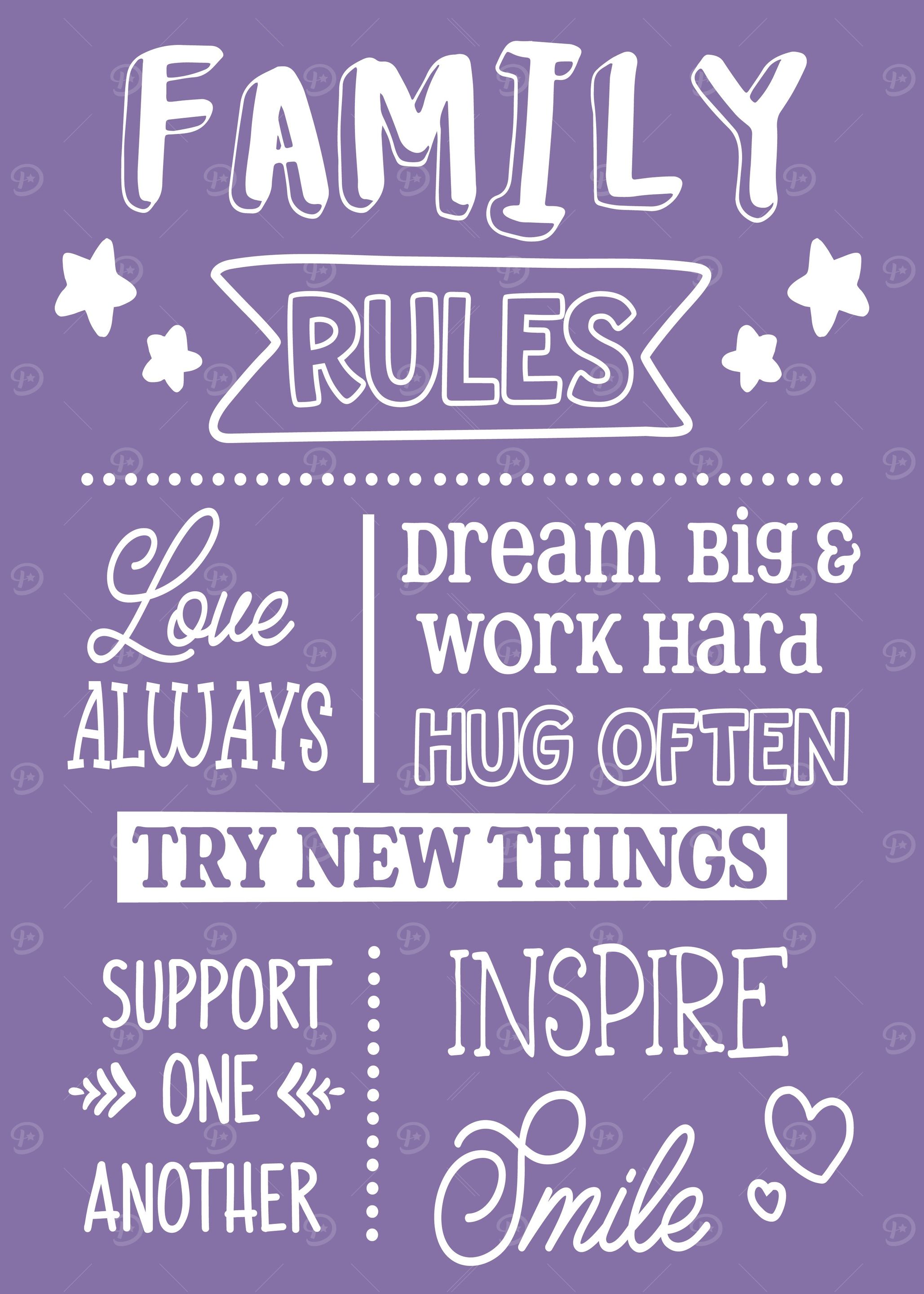 Family Rules Purple White