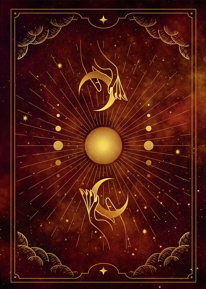 Magical hand moon card