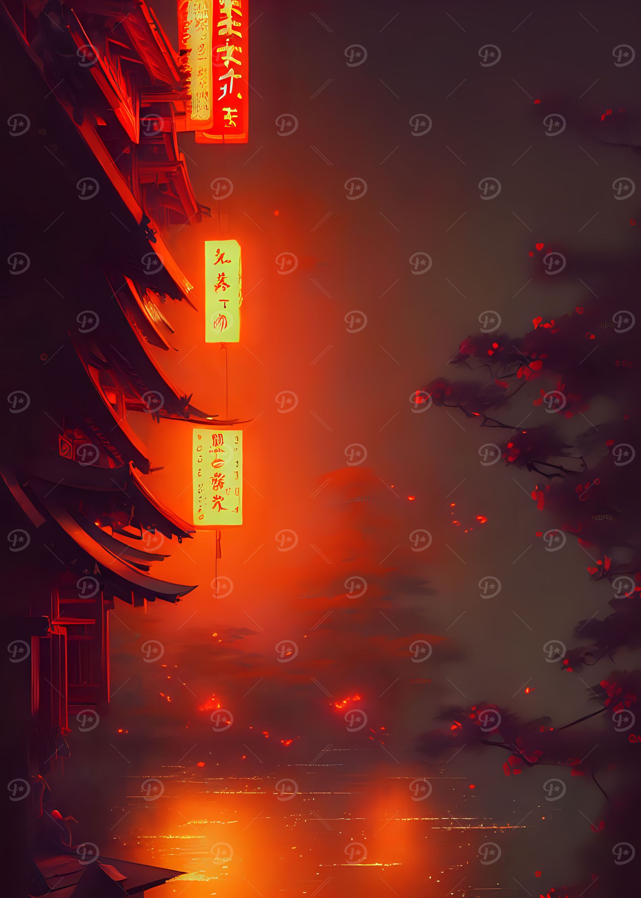 Asian Temple on the Lake