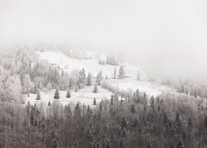 Winter mountain,B&W,frozen