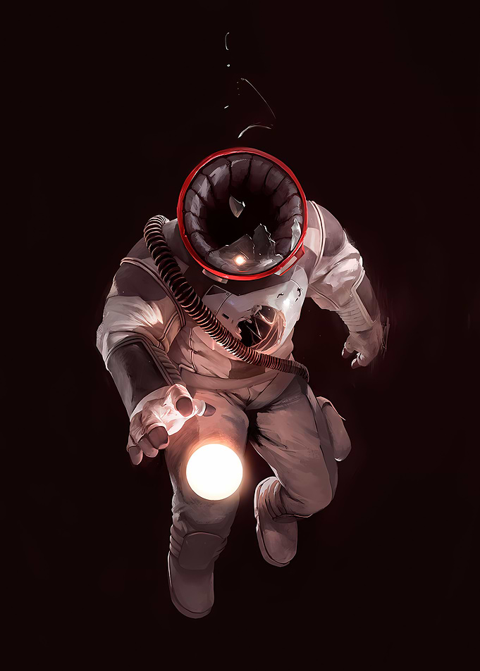 Broke Helmet Astronaut Fly