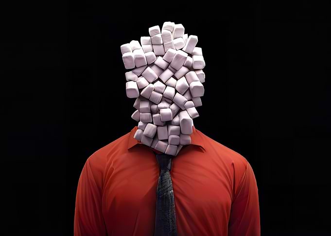 Man face marshmallow elega