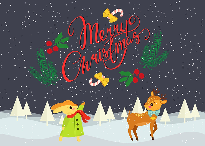 christmas rabbit and deer