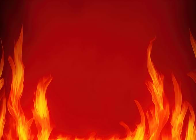 Flames fire rise over red