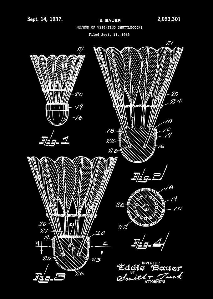 Shuttlecock patent 1935