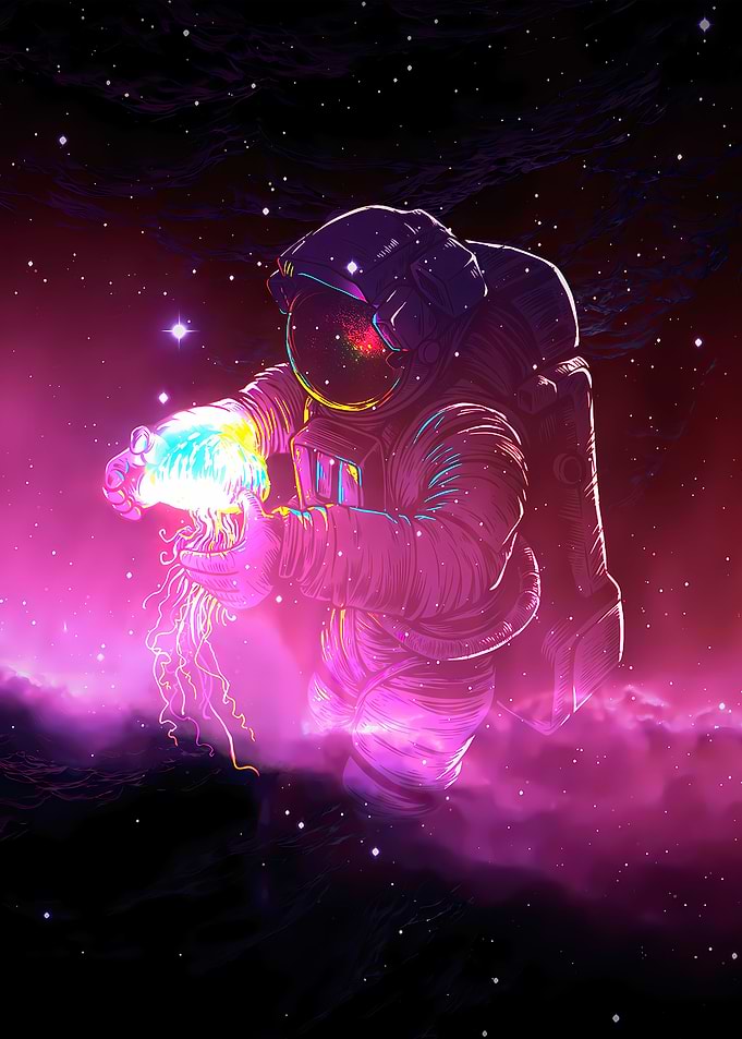 Astronaut Neon Jellyfish