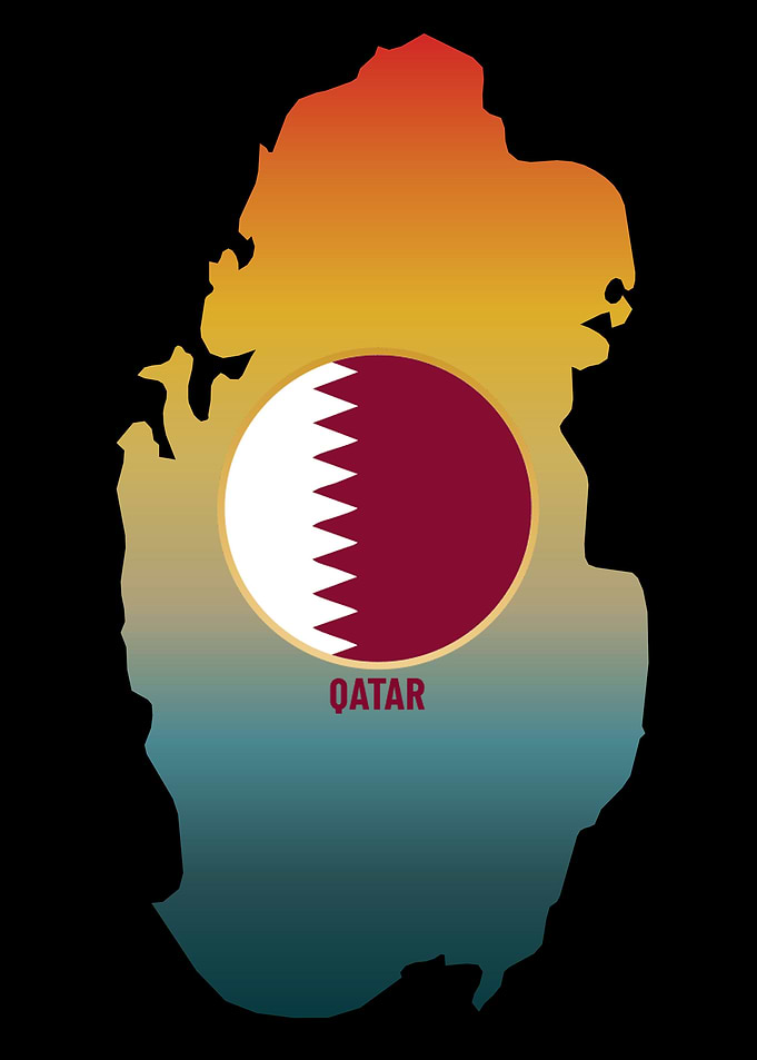 Qatar Land Map and Flag