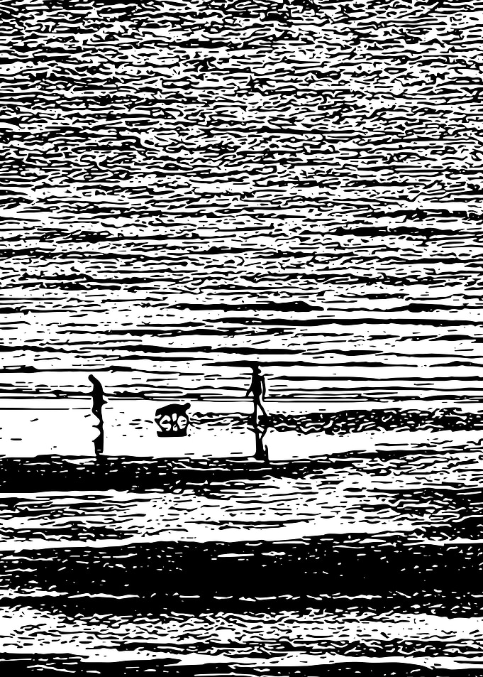 B AND W BEACH COUPLE 2