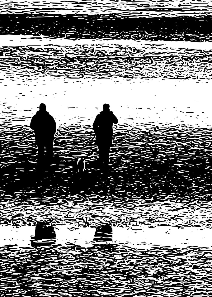 B AND W BEACH COUPLE 1