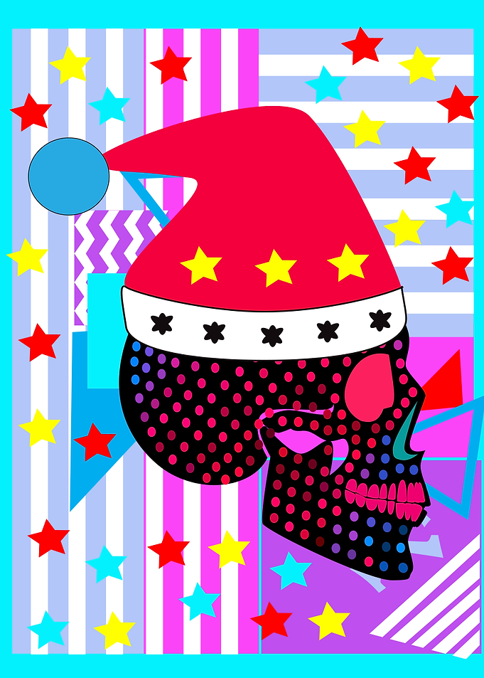 New Year Skull vector back