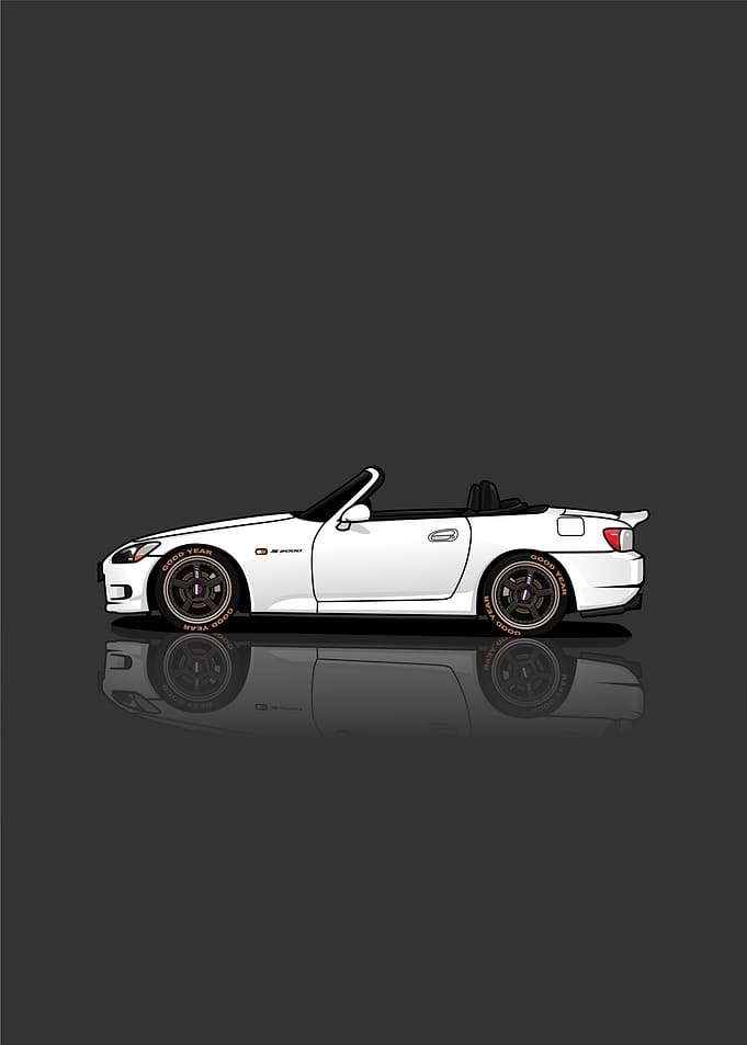 Draw Car honda s2000 white