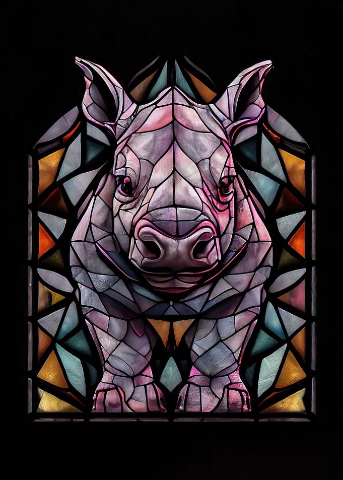 Stained Glass Rhino