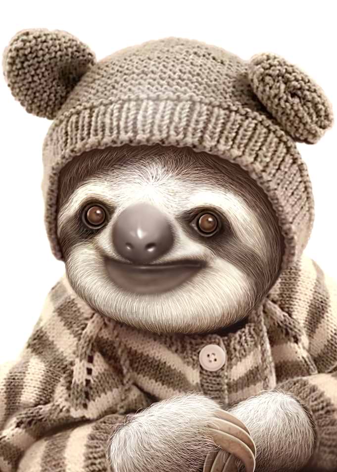 BABY SLOTH WEARS SWEATER