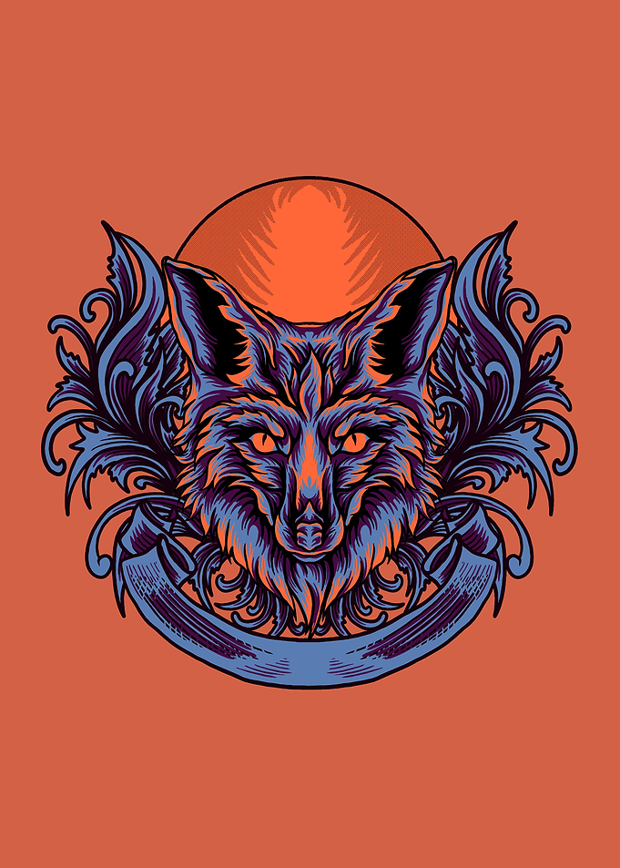 Wolf head with ornament