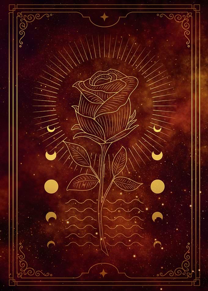 Rose flower engraving