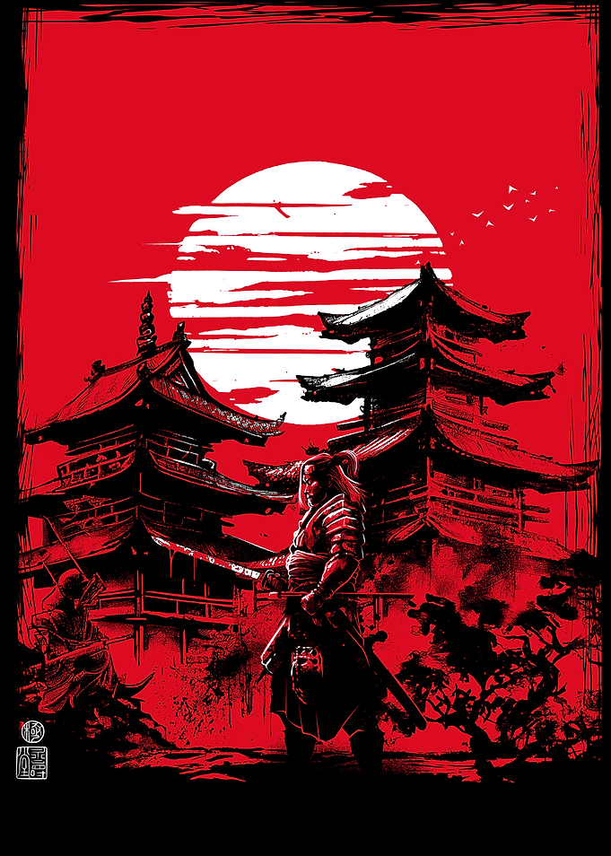 Samurai warrior in feudal