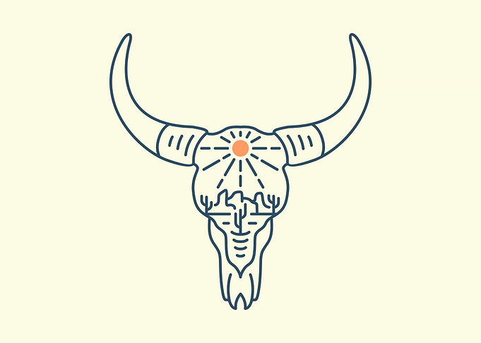 Cow Skull Desert Cactus