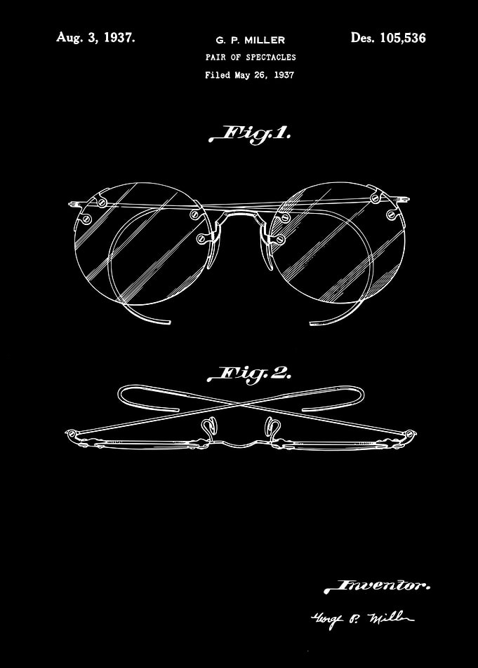 Glasses patent 1937