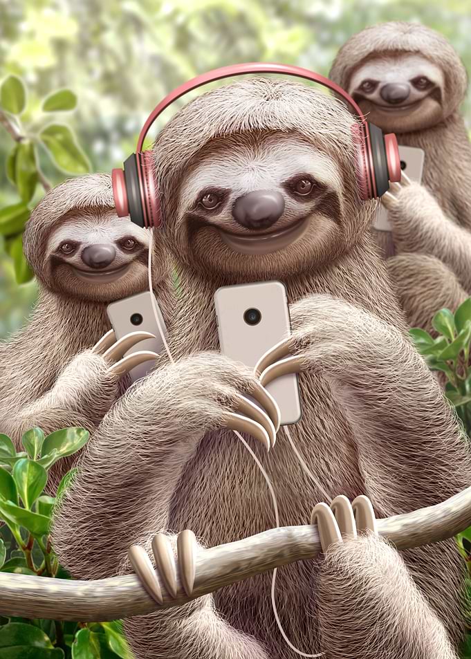 SLOTHS WITH HANDPHONES