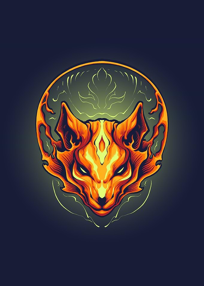 The flames fox head