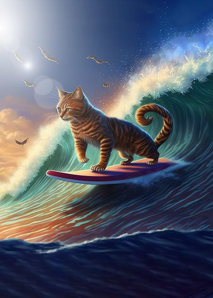 Funny Cat Surfing