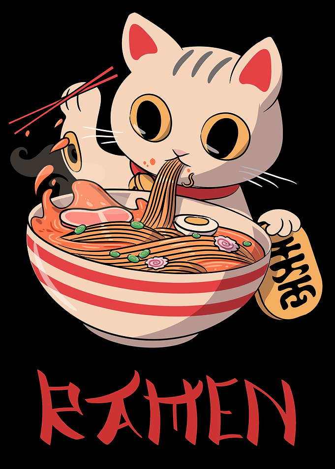 Japanese Cat eating Ramen