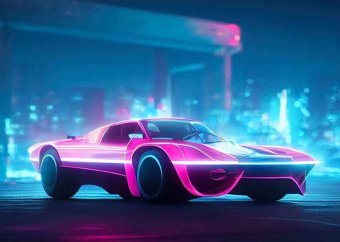 Vaporwave Neon Car