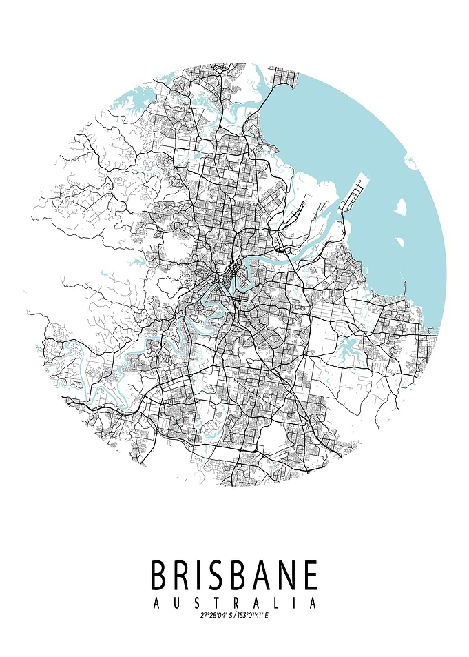 Brisbane City Map Circle