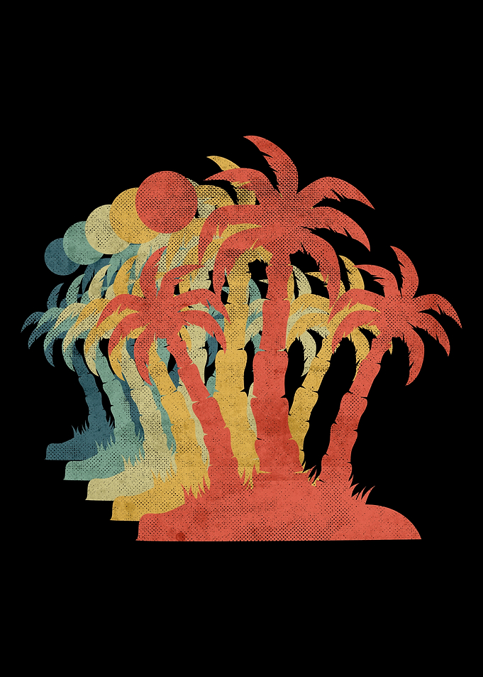 Beach Palm Sunset Retro
