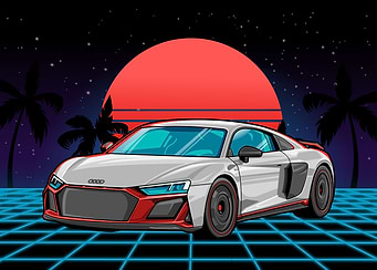 Audi R8 retrowave